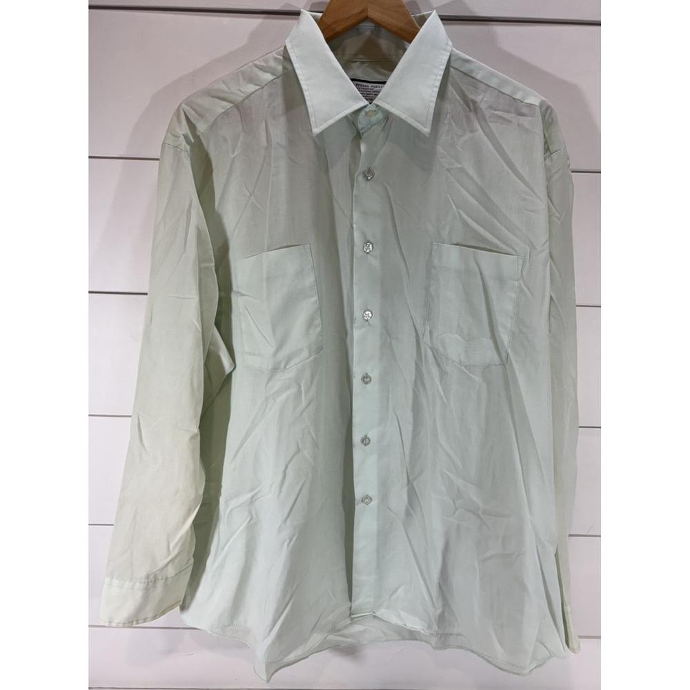 Vintage Sears Men's Perma-Prest Light Mint Green Long Sleeve Button Down Shirt
